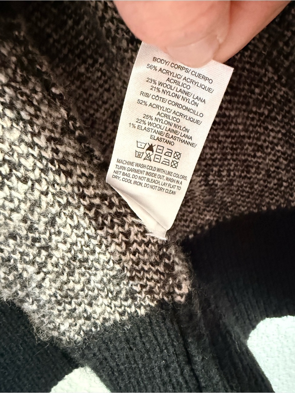 Lucky brand size medium  Open Front Plaid Cardigan Sweater - Black & Beige wool - Picture 4 of 5